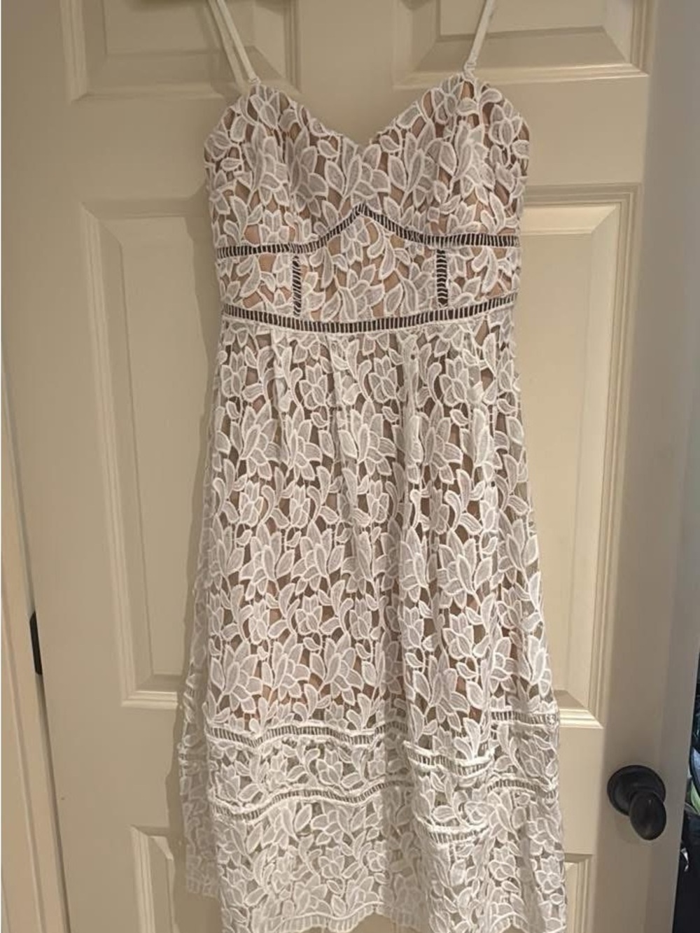 White Lace Spaghetti Strap Dress